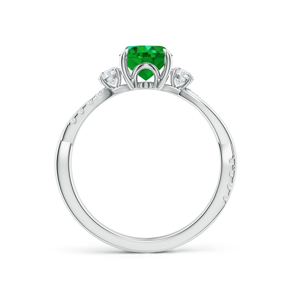8x6mm AAAA Three Stone Oval Emerald & Round Diamond Engagement Ring in White Gold side 199