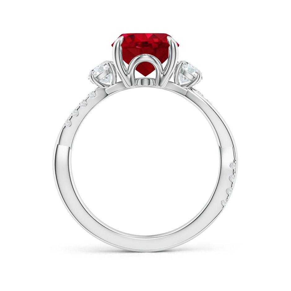 10x8mm AAA Three Stone Oval Ruby & Round Diamond Engagement Ring in P950 Platinum side 199
