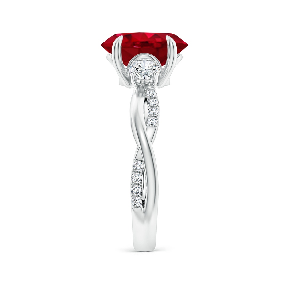 10x8mm AAA Three Stone Oval Ruby & Round Diamond Engagement Ring in P950 Platinum side 299