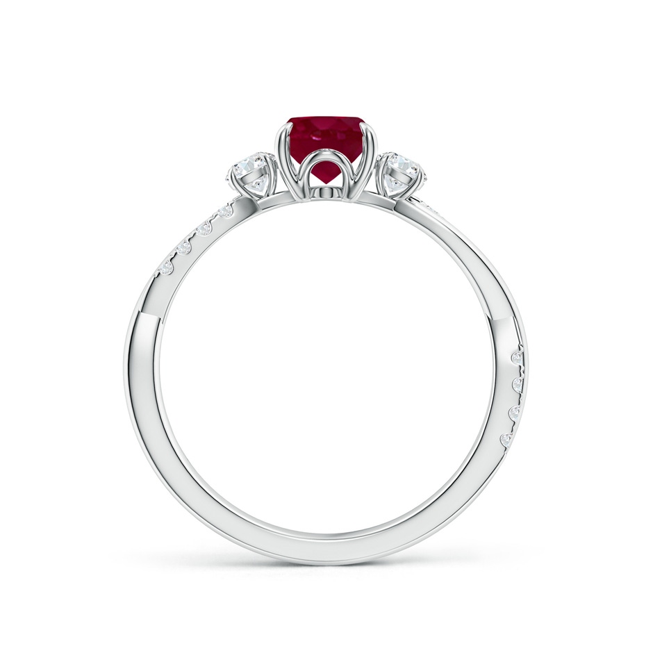 7x5mm A Three Stone Oval Ruby & Round Diamond Engagement Ring in P950 Platinum side 199