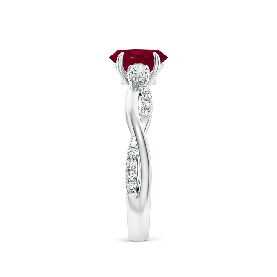 7x5mm A Three Stone Oval Ruby & Round Diamond Engagement Ring in P950 Platinum side 299