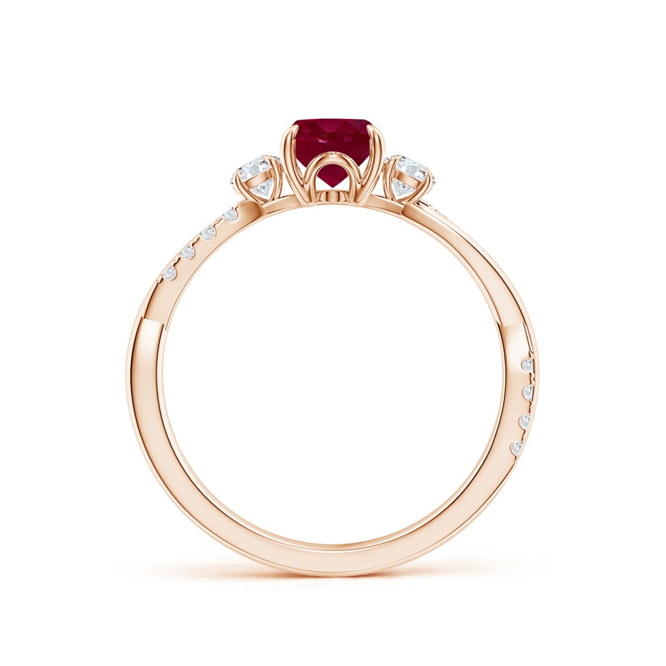 7x5mm A Three Stone Oval Ruby & Round Diamond Engagement Ring in Rose Gold side 199