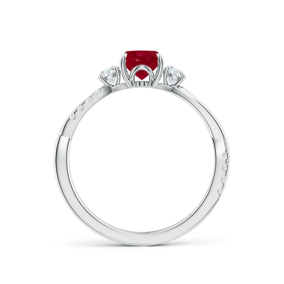 7x5mm AA Three Stone Oval Ruby & Round Diamond Engagement Ring in White Gold side 199