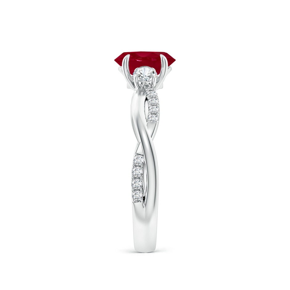 7x5mm AA Three Stone Oval Ruby & Round Diamond Engagement Ring in White Gold side 299