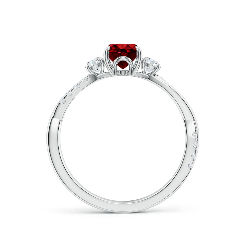 7x5mm AAAA Three Stone Oval Ruby & Round Diamond Engagement Ring in P950 Platinum side 199