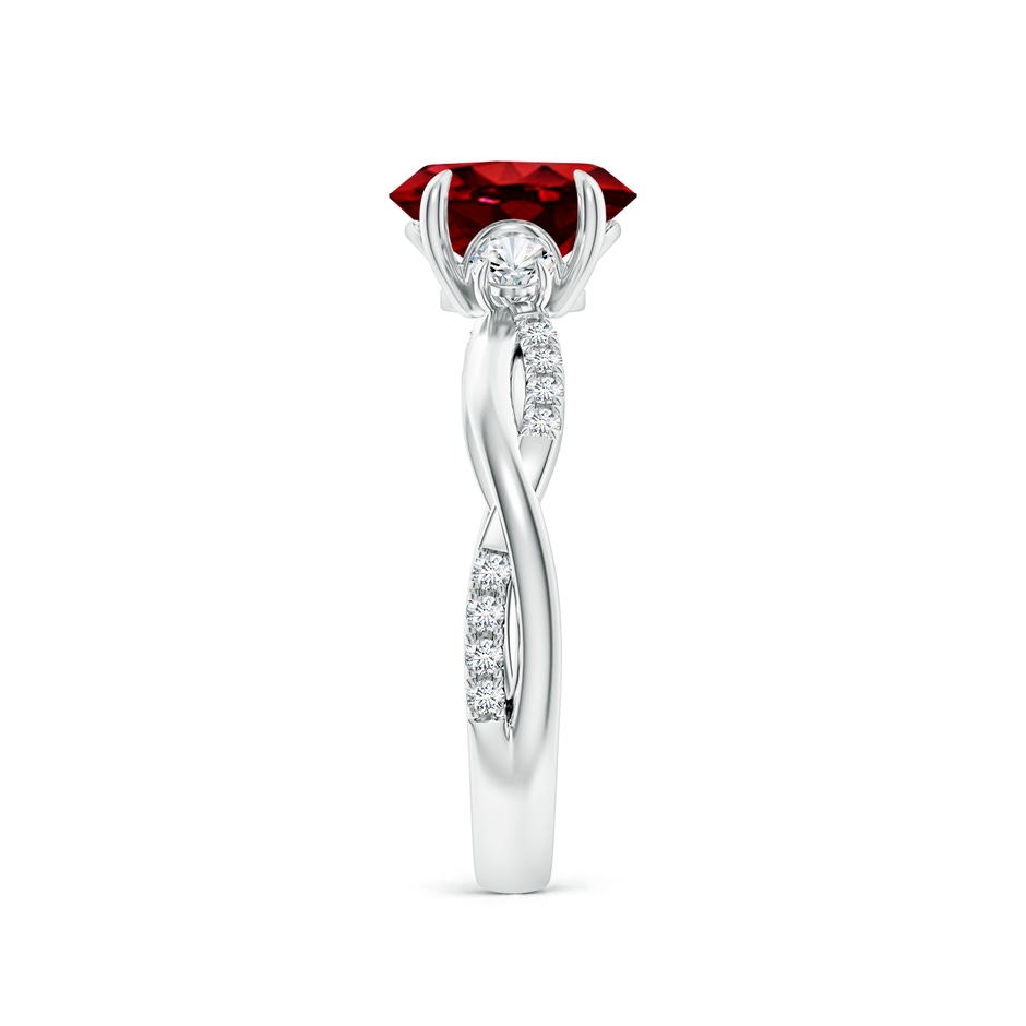 8x6mm AAAA Three Stone Oval Ruby & Round Diamond Engagement Ring in P950 Platinum side 299