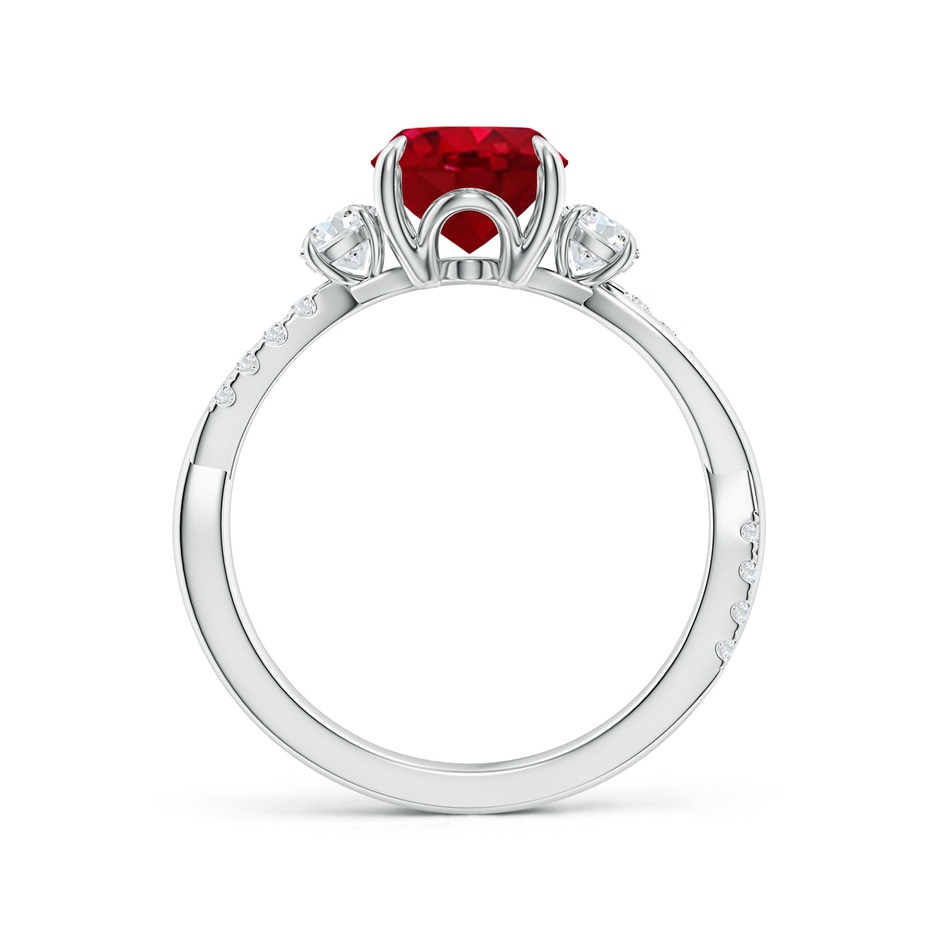 9x7mm AAA Three Stone Oval Ruby & Round Diamond Engagement Ring in P950 Platinum side 199