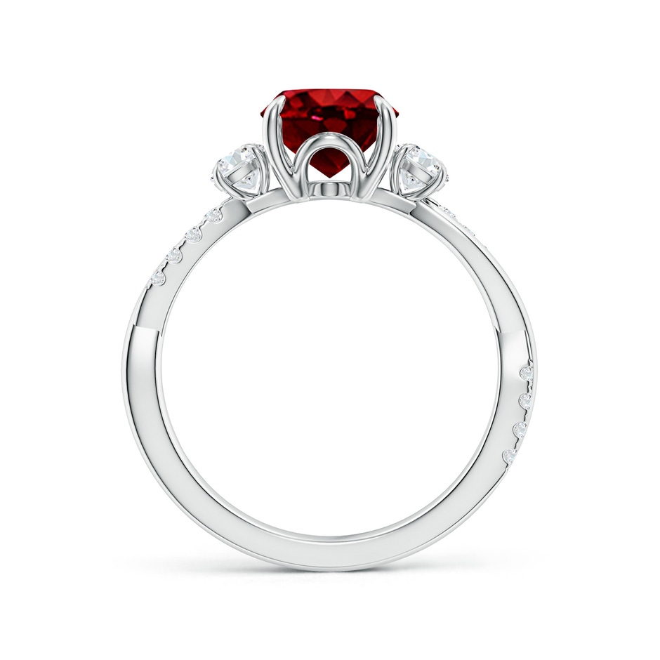 9x7mm AAAA Three Stone Oval Ruby & Round Diamond Engagement Ring in P950 Platinum side 199