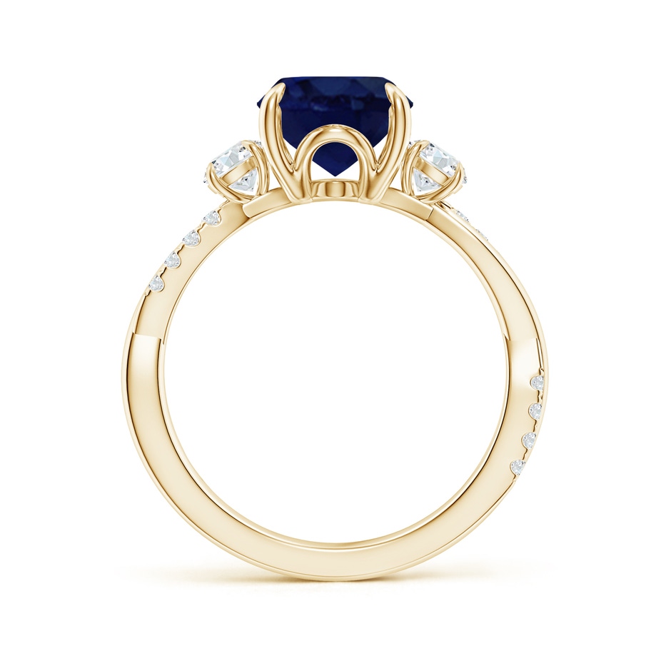 10x8mm A Three Stone Oval Blue Sapphire & Round Diamond Engagement Ring in Yellow Gold side 199