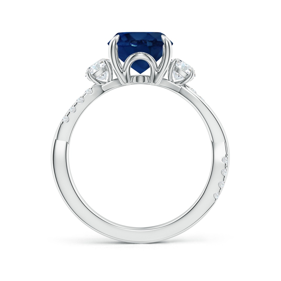 10x8mm AA Three Stone Oval Blue Sapphire & Round Diamond Engagement Ring in P950 Platinum side 199