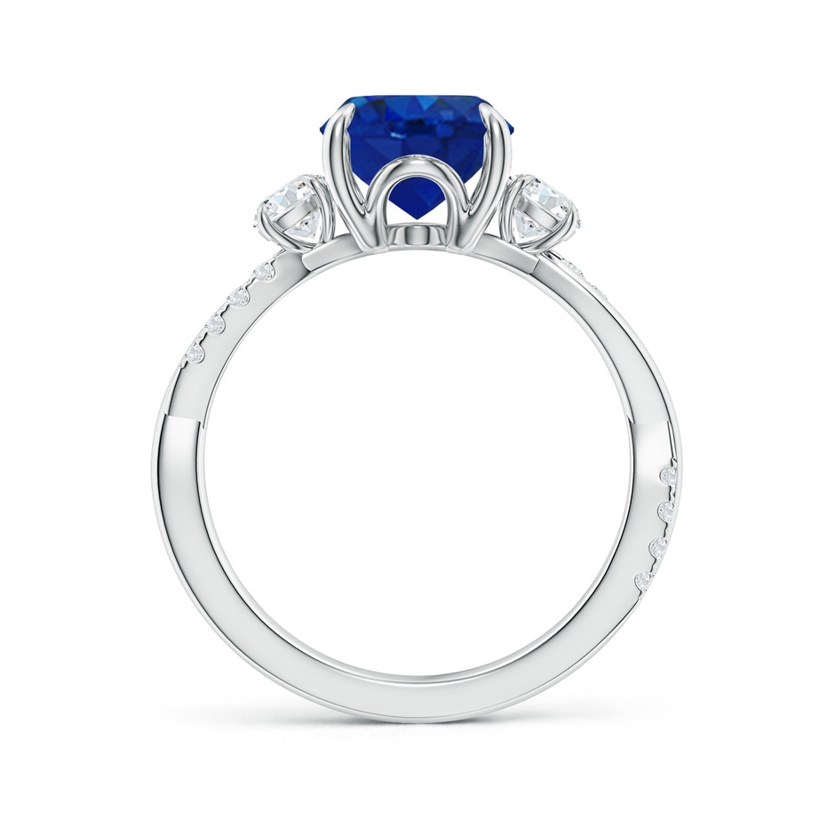 10x8mm AAA Three Stone Oval Blue Sapphire & Round Diamond Engagement Ring in P950 Platinum side 199