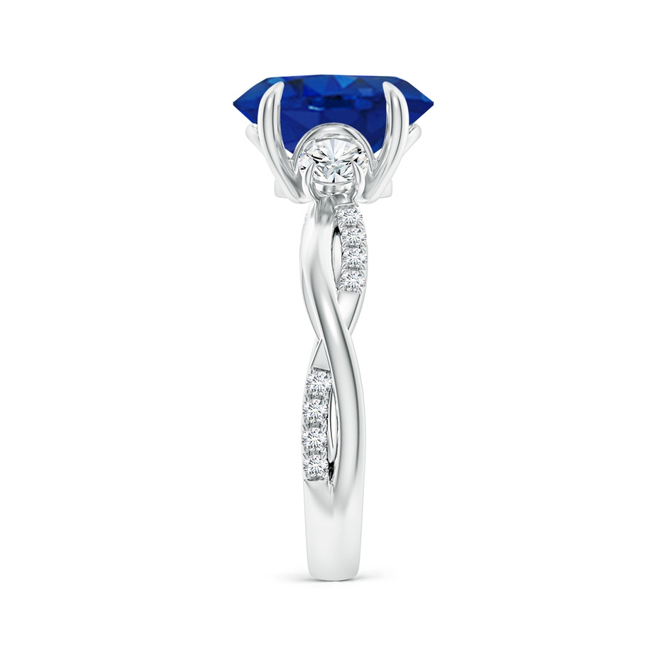 10x8mm AAA Three Stone Oval Blue Sapphire & Round Diamond Engagement Ring in P950 Platinum side 299