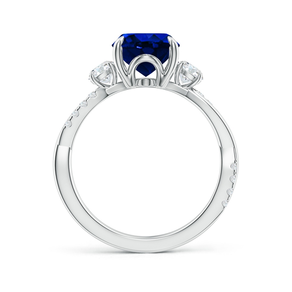 10x8mm Lab-Grown Three Stone Oval Blue Sapphire & Round Diamond Engagement Ring in P950 Platinum side 199