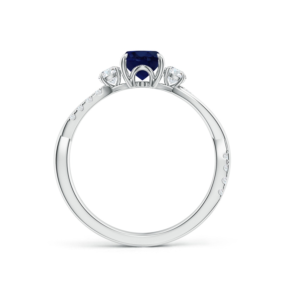 7x5mm A Three Stone Oval Blue Sapphire & Round Diamond Engagement Ring in White Gold side 199