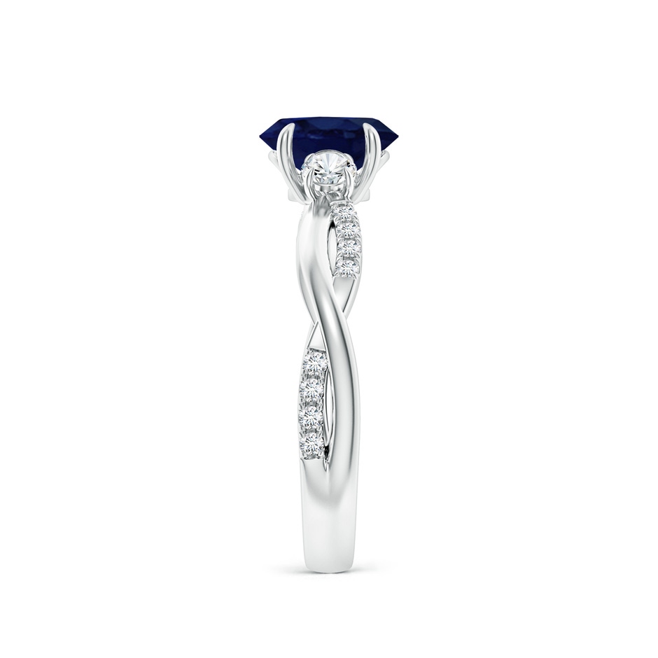 7x5mm A Three Stone Oval Blue Sapphire & Round Diamond Engagement Ring in White Gold side 299