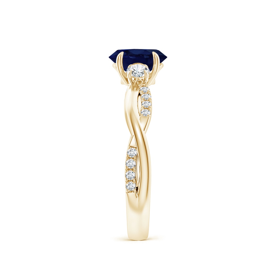 7x5mm A Three Stone Oval Blue Sapphire & Round Diamond Engagement Ring in Yellow Gold side 299