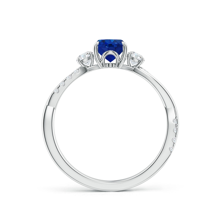 7x5mm AAA Three Stone Oval Blue Sapphire & Round Diamond Engagement Ring in P950 Platinum side 199