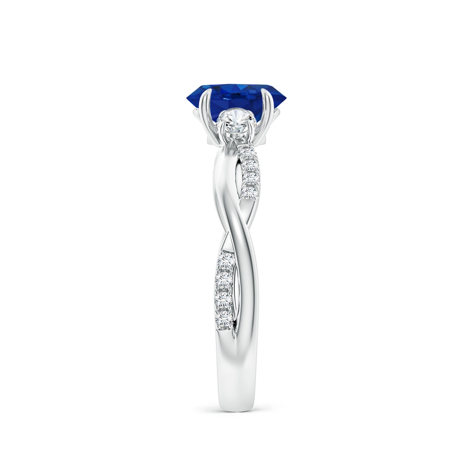 7x5mm AAA Three Stone Oval Blue Sapphire & Round Diamond Engagement Ring in P950 Platinum side 299