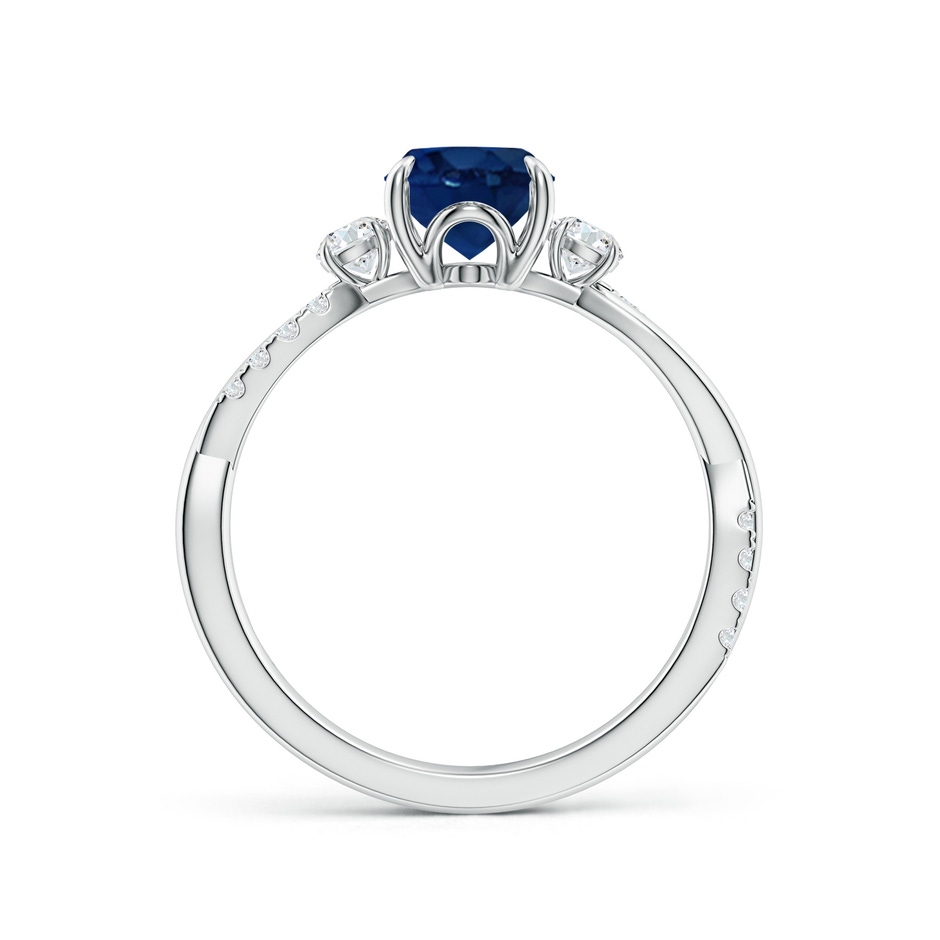 8x6mm AA Three Stone Oval Blue Sapphire & Round Diamond Engagement Ring in White Gold side 199
