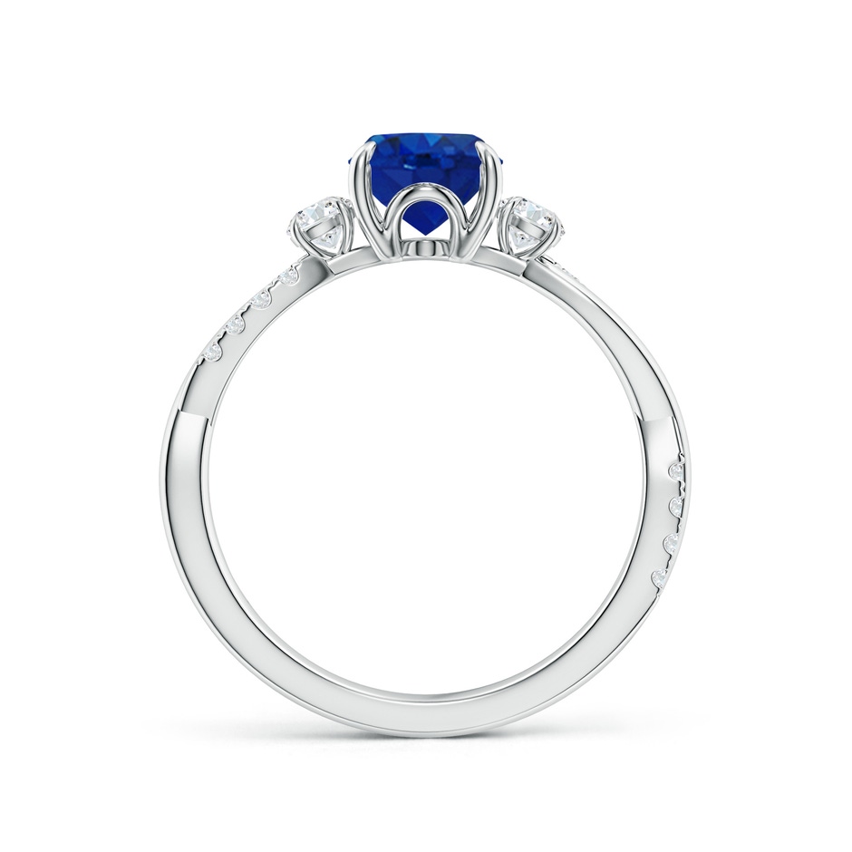8x6mm AAA Three Stone Oval Blue Sapphire & Round Diamond Engagement Ring in P950 Platinum side 199