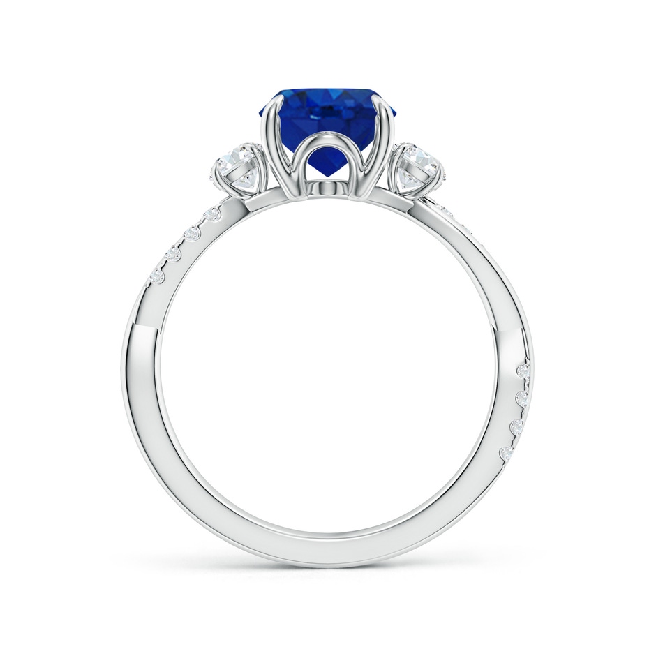 9x7mm AAA Three Stone Oval Blue Sapphire & Round Diamond Engagement Ring in White Gold side 199