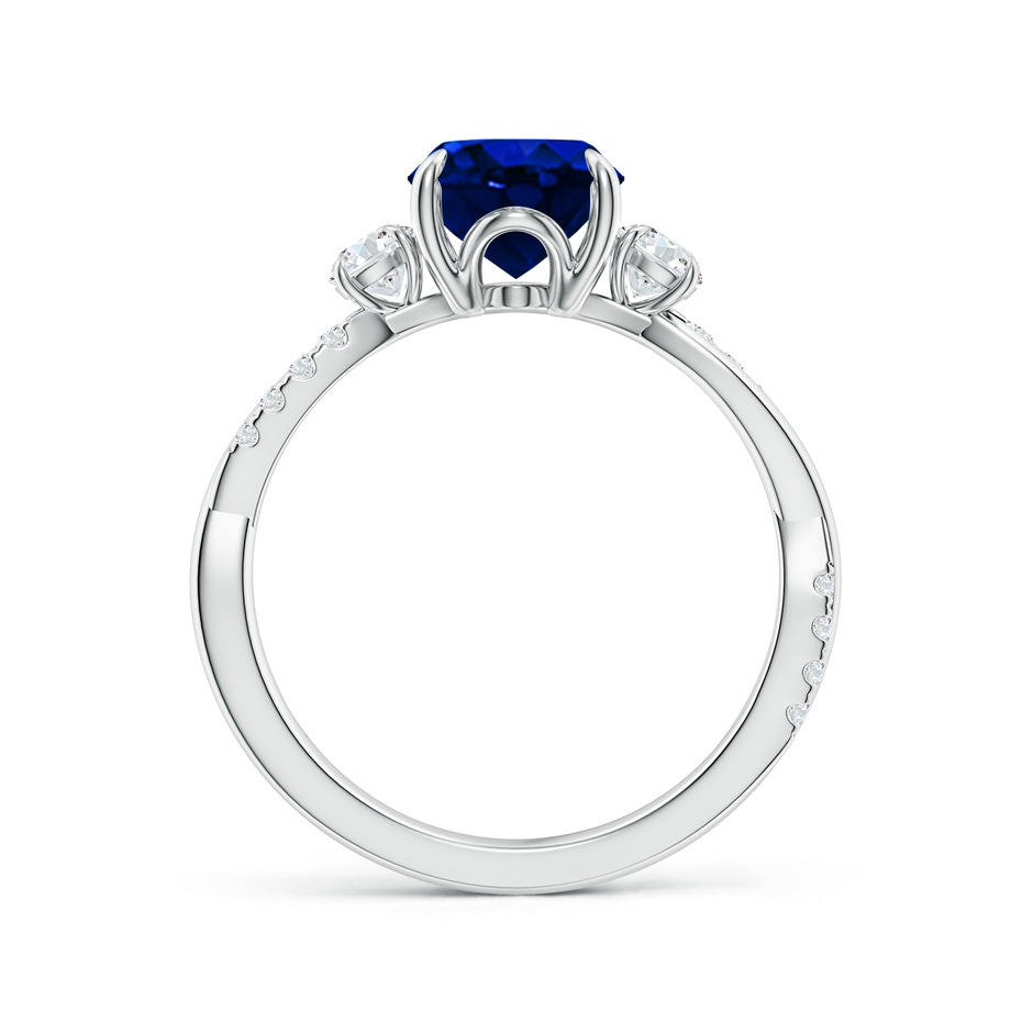 9x7mm Lab-Grown Three Stone Oval Blue Sapphire & Round Diamond Engagement Ring in White Gold side 199