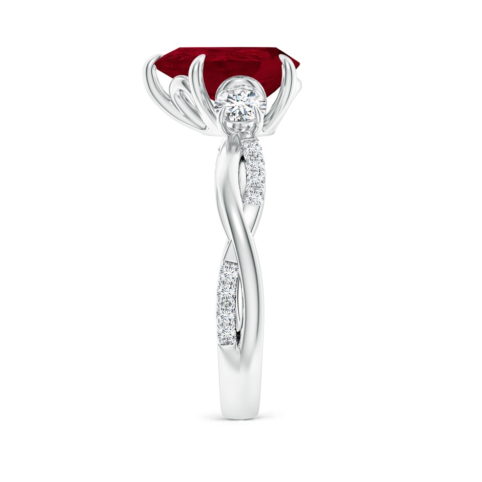 10x8mm AA Three Stone Pear Ruby & Diamond Engagement Ring in P950 Platinum side 299
