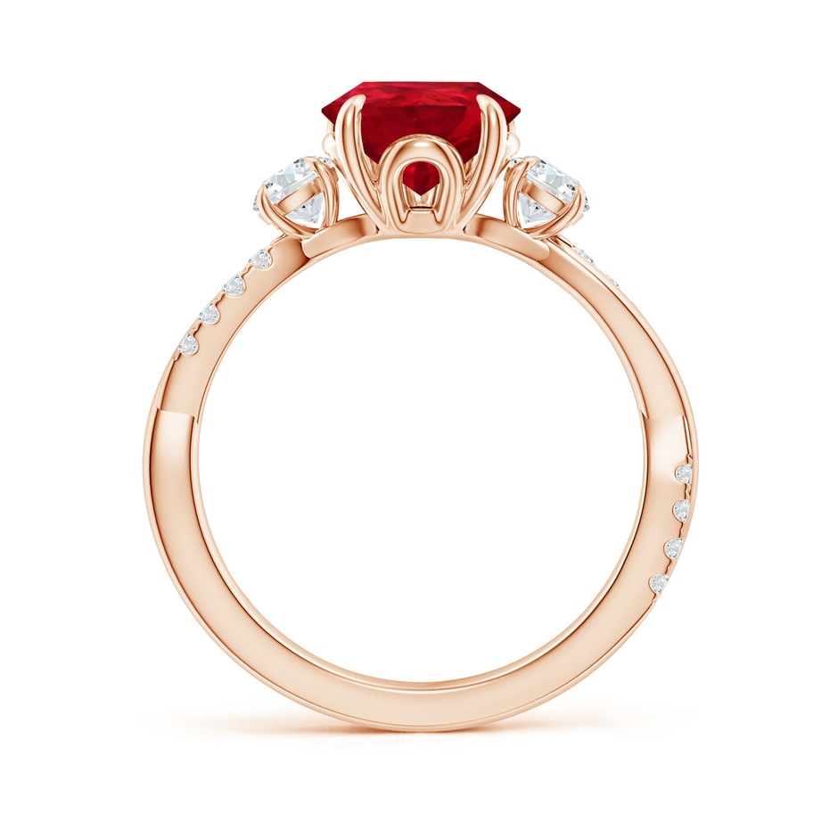 10x8mm AAA Three Stone Pear Ruby & Diamond Engagement Ring in 18K Rose Gold side 199