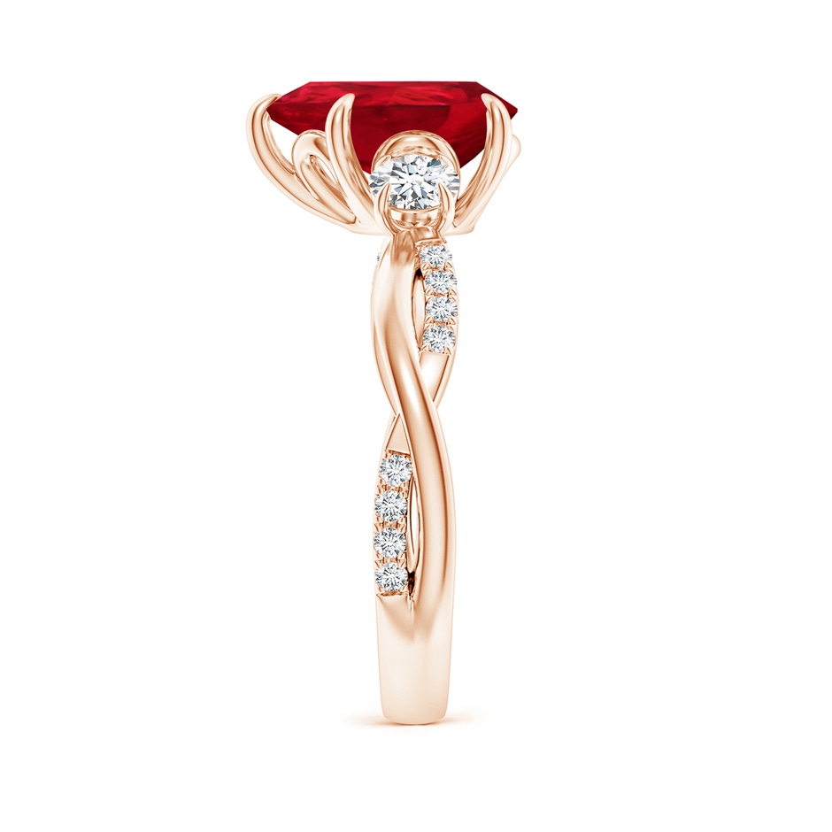 10x8mm AAA Three Stone Pear Ruby & Diamond Engagement Ring in 18K Rose Gold side 299