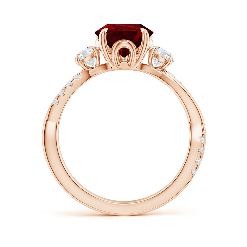 10x8mm AAAA Three Stone Pear Ruby & Diamond Engagement Ring in Rose Gold side 199