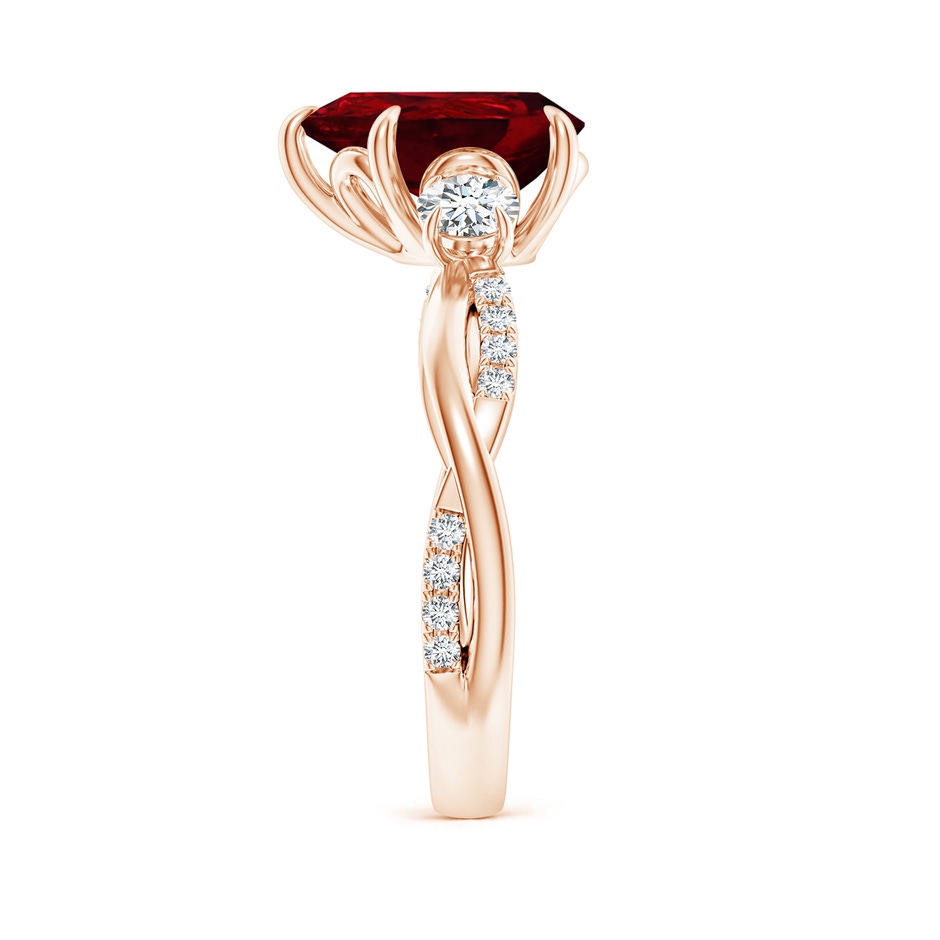 10x8mm AAAA Three Stone Pear Ruby & Diamond Engagement Ring in Rose Gold side 299