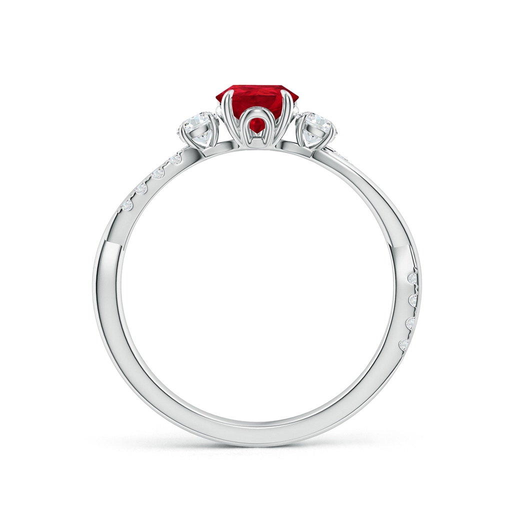 7x5mm AAA Three Stone Pear Ruby & Diamond Engagement Ring in 18K White Gold - side 199