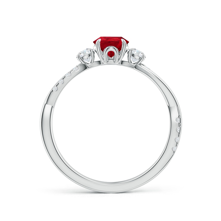 7x5mm AAA Three Stone Pear Ruby & Diamond Engagement Ring in White Gold side 199
