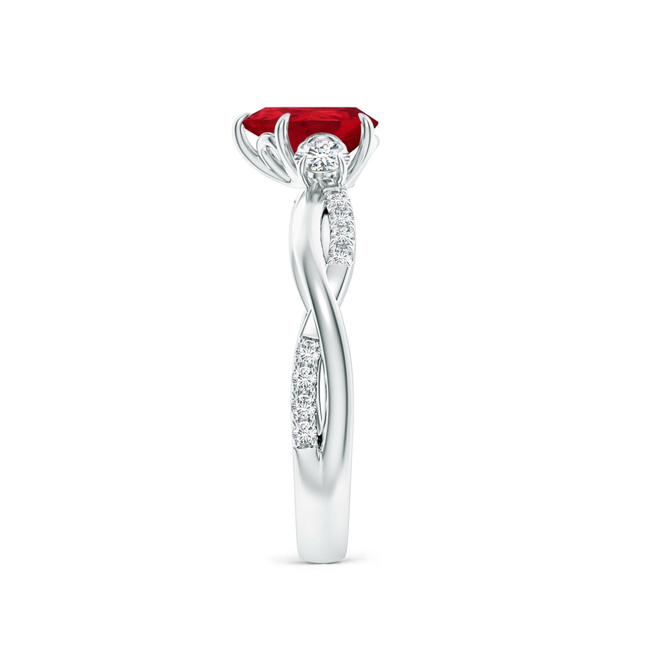 7x5mm AAA Three Stone Pear Ruby & Diamond Engagement Ring in White Gold side 299