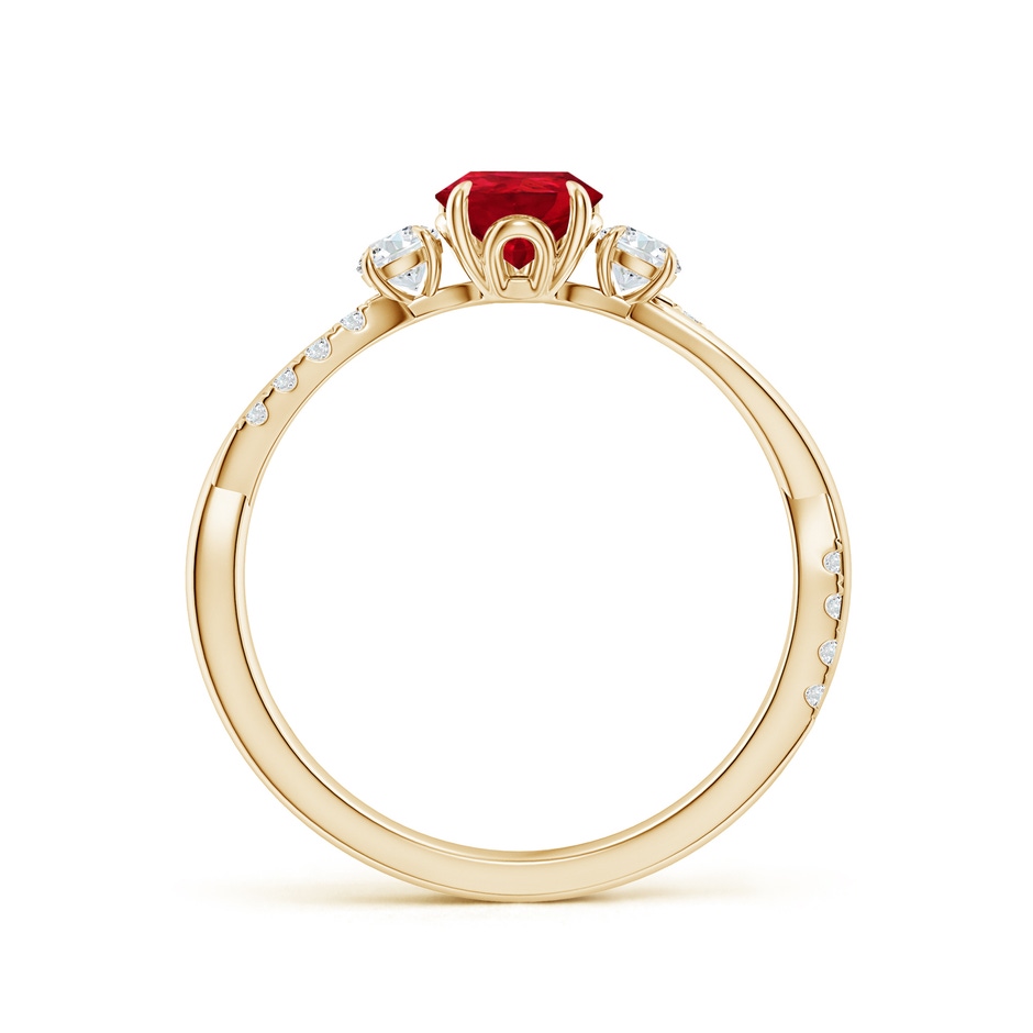 7x5mm AAA Three Stone Pear Ruby & Diamond Engagement Ring in Yellow Gold side 199