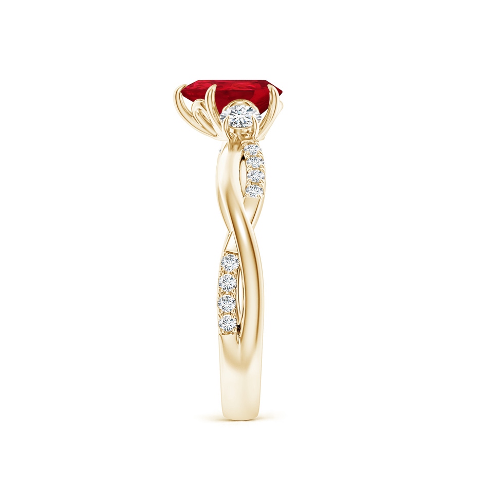 7x5mm AAA Three Stone Pear Ruby & Diamond Engagement Ring in Yellow Gold side 299