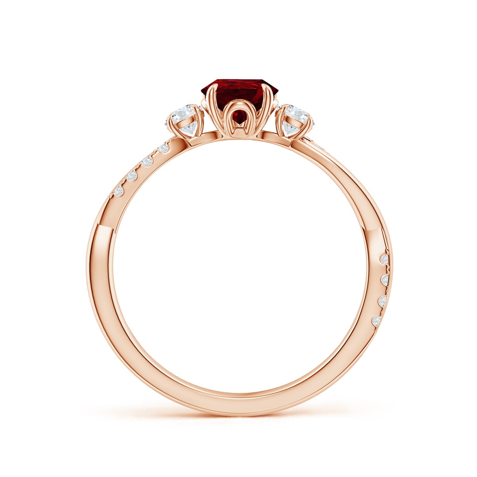 7x5mm AAAA Three Stone Pear Ruby & Diamond Engagement Ring in Rose Gold side 199