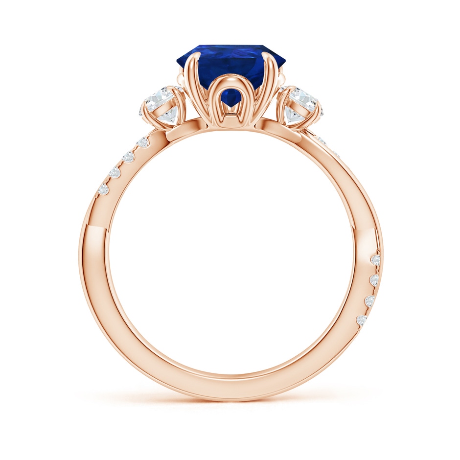 10x8mm AAA Three Stone Pear Blue Sapphire & Diamond Engagement Ring in 18K Rose Gold side 199
