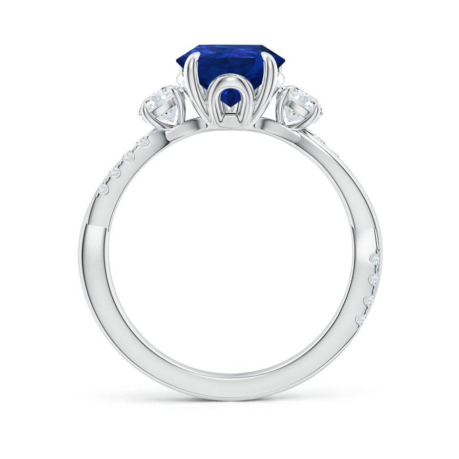 10x8mm AAA Three Stone Pear Blue Sapphire & Diamond Engagement Ring in P950 Platinum side 199