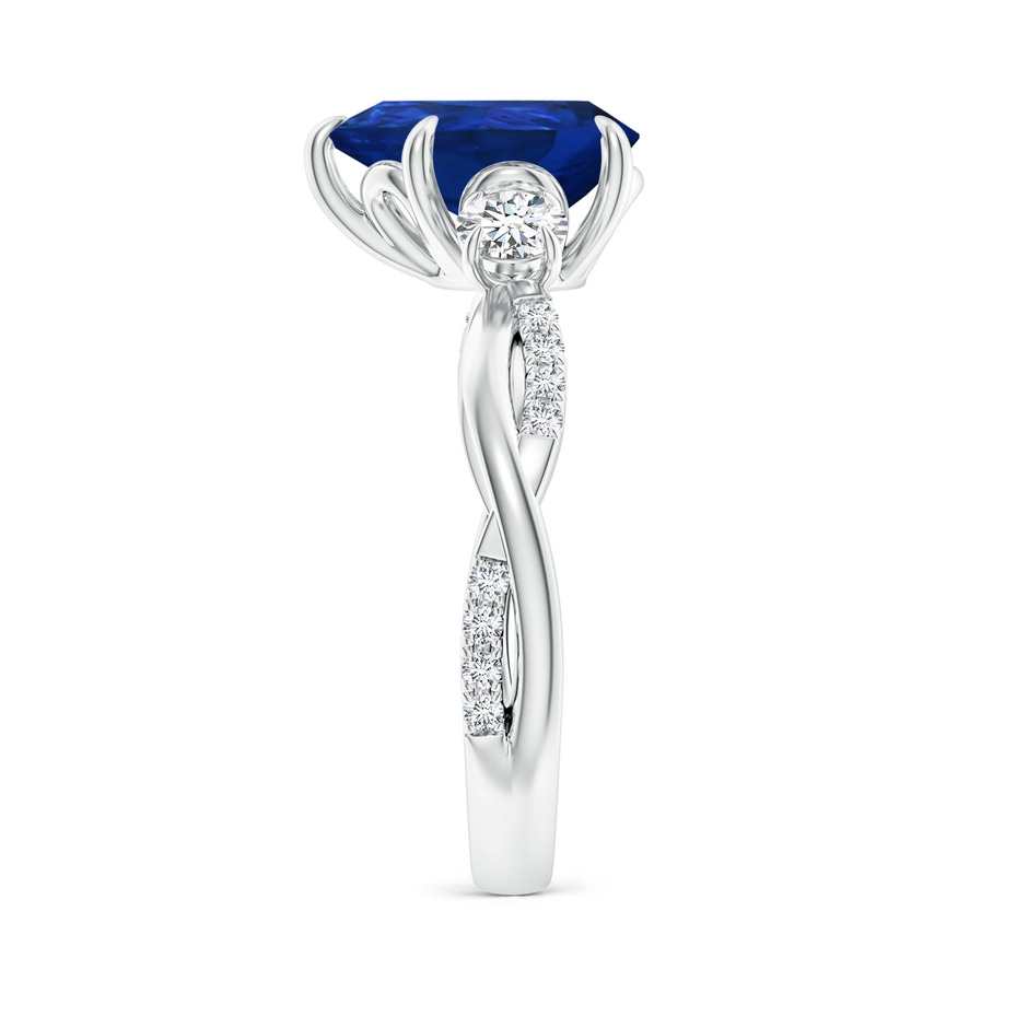 10x8mm AAA Three Stone Pear Blue Sapphire & Diamond Engagement Ring in P950 Platinum side 299