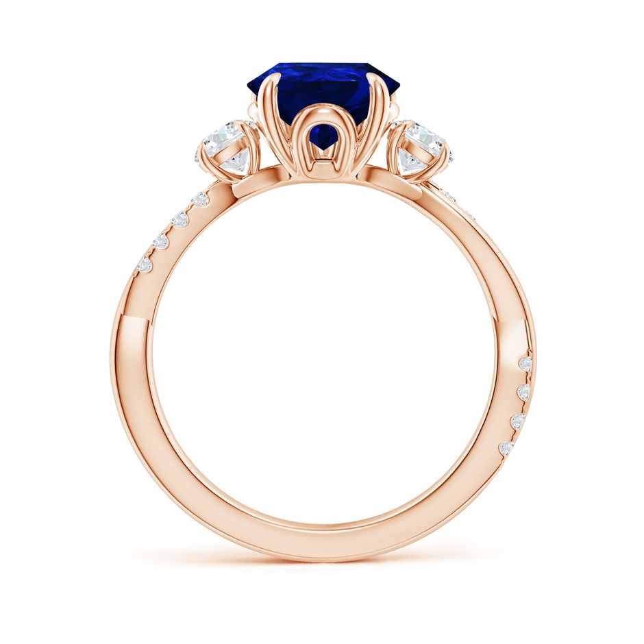 10x8mm Lab-Grown Three Stone Pear Blue Sapphire & Diamond Engagement Ring in Rose Gold side 199