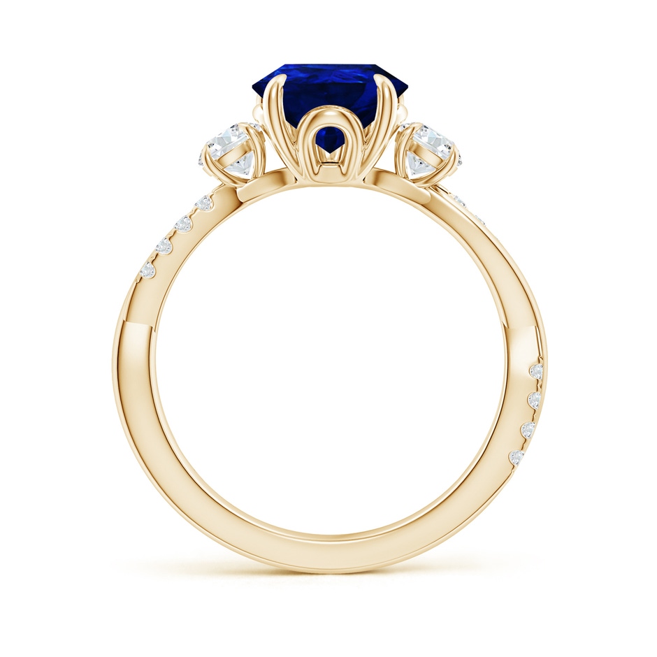 10x8mm Lab-Grown Three Stone Pear Blue Sapphire & Diamond Engagement Ring in Yellow Gold side 199
