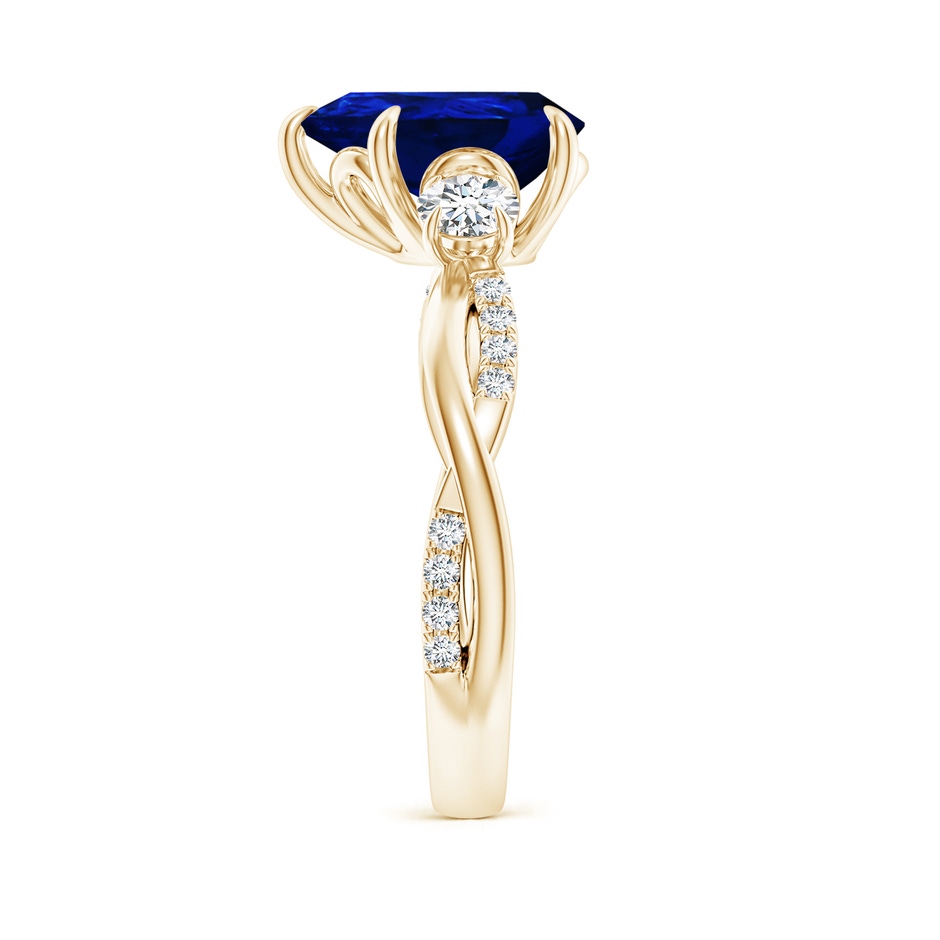 10x8mm Lab-Grown Three Stone Pear Blue Sapphire & Diamond Engagement Ring in Yellow Gold side 299