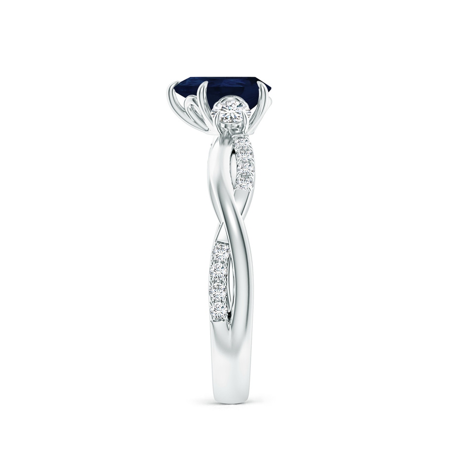 7x5mm A Three Stone Pear Blue Sapphire & Diamond Engagement Ring in White Gold side 299