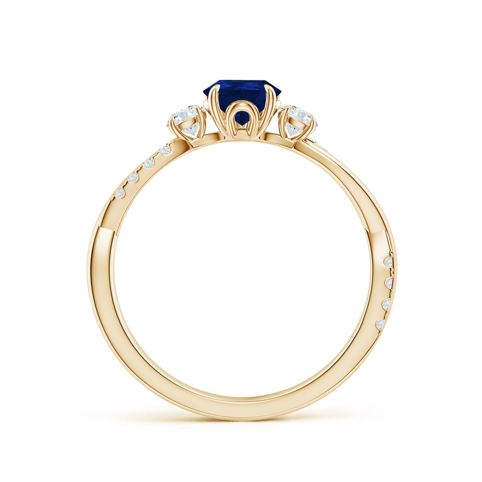 7x5mm AA Three Stone Pear Blue Sapphire & Diamond Engagement Ring in Yellow Gold side 199