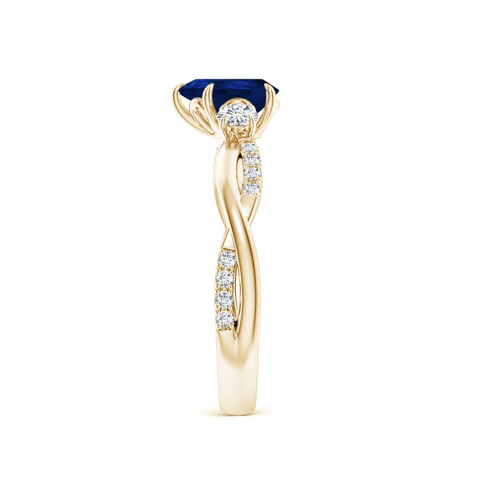 7x5mm AA Three Stone Pear Blue Sapphire & Diamond Engagement Ring in Yellow Gold side 299