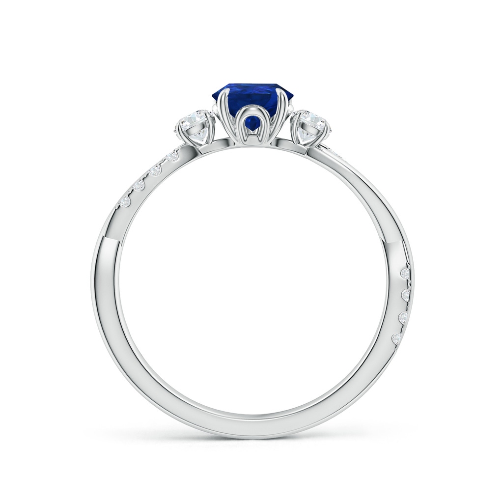 7x5mm AAA Three Stone Pear Blue Sapphire & Diamond Engagement Ring in 18K White Gold - side 199