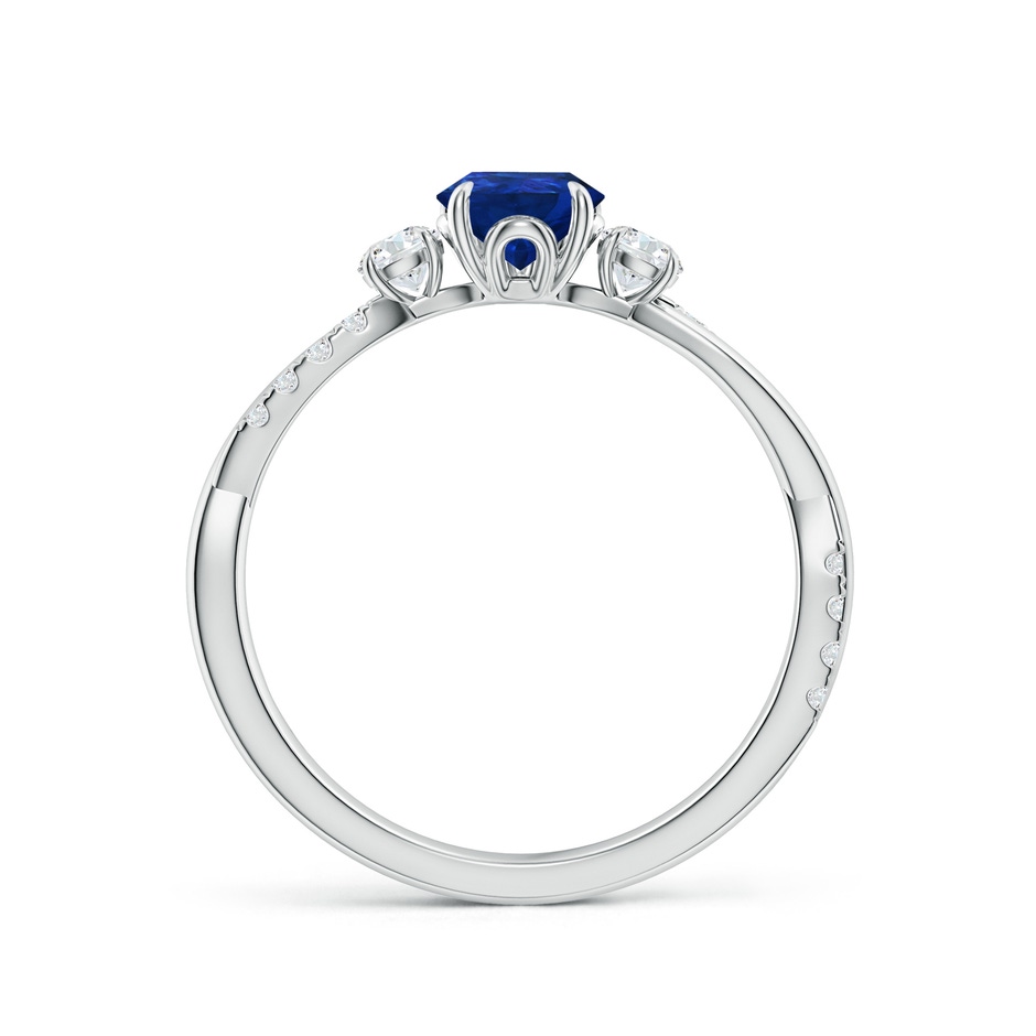 7x5mm AAA Three Stone Pear Blue Sapphire & Diamond Engagement Ring in 18K White Gold side 199