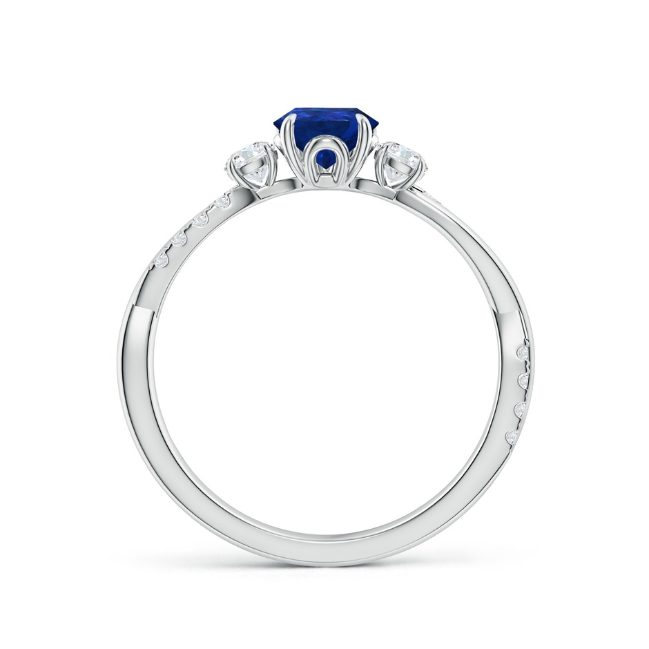 7x5mm AAA Three Stone Pear Blue Sapphire & Diamond Engagement Ring in White Gold side 199