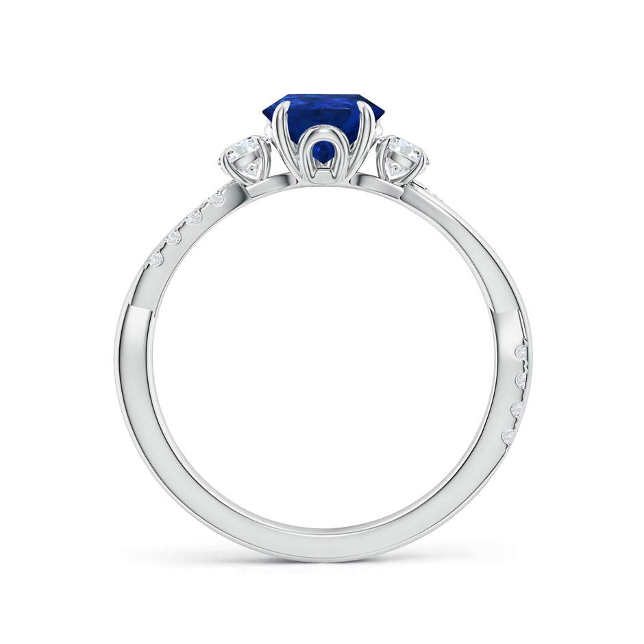 8x6mm AAA Three Stone Pear Blue Sapphire & Diamond Engagement Ring in White Gold side 199